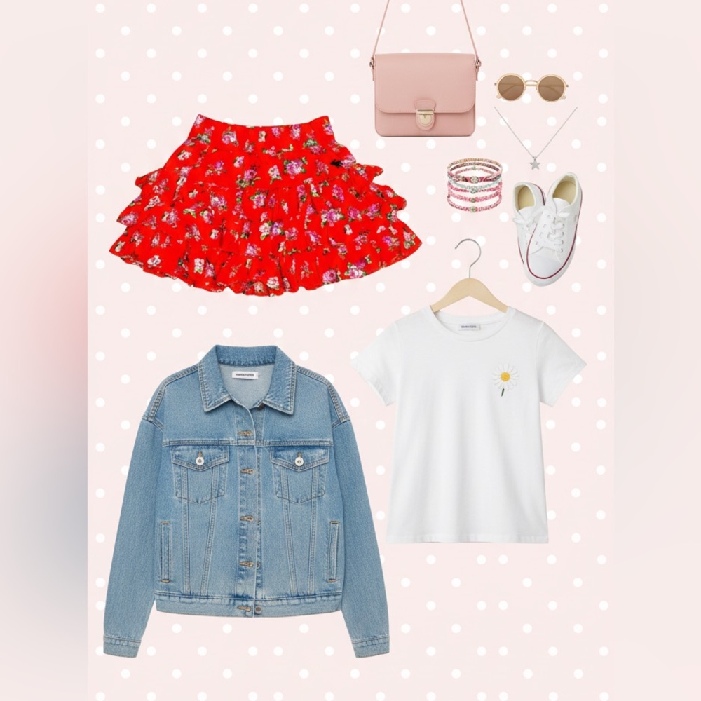 Abercrombie Kids Floral Red Ruffle Skirt - Picture 5 of 5